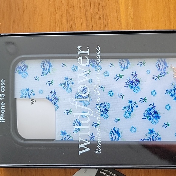 Wildflowers iPhone 15 Case - White with Blue Floral Pattern - Picture 2 of 4